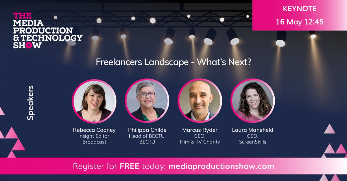Join us for @mediaprodshow panel tomorrow with @philippachilds, @marcusryder from @FilmTVCharity and @UKScreenSkills' Laura Mansfield on the state of the industry and the future for freelancers in the film and TV industry. Sign up for #MPTS2024 here: bit.ly/MPTS24regX
