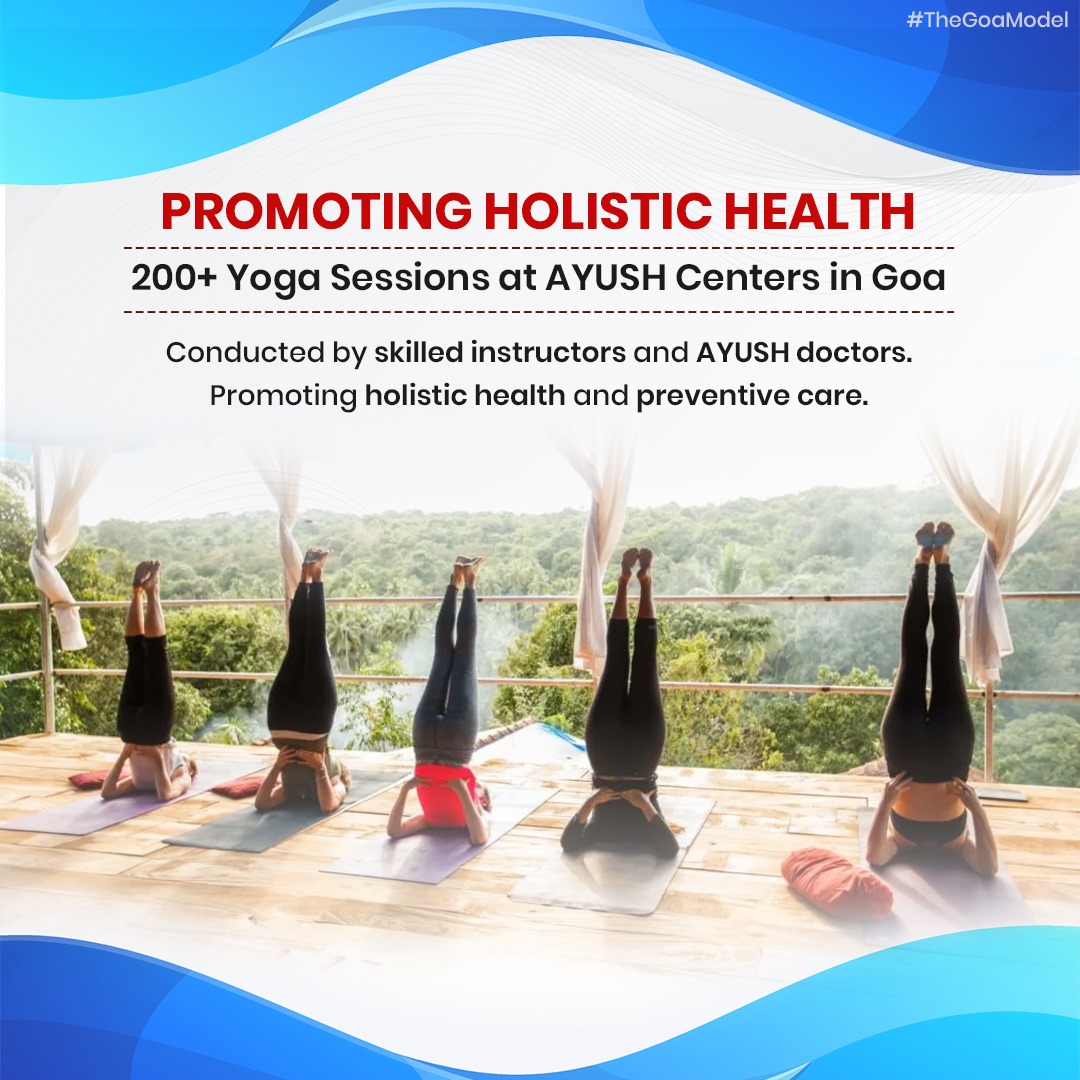Over 200 yoga sessions at AYUSH Health and Wellness Centers in Goa promote holistic health and preventive care, fostering well-being. Kudos to skilled instructors and AYUSH doctors for these efforts! #YogaForWellness #HolisticHealth #TheGoaModel #AYUSHGoa #YogaSessions