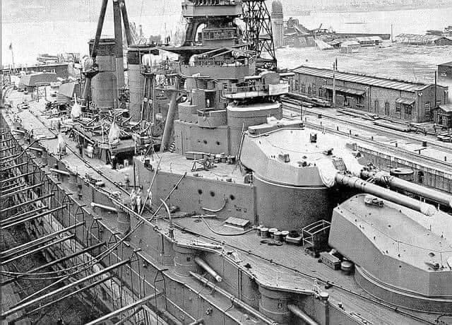 Kirishima at Sasebo drydock, 1936