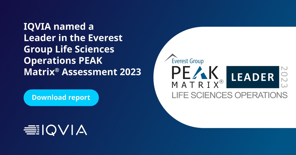 IQVIA has been named a Leader in @EverestGroup’s #LifeSciences Operations PEAK Matrix® Assessment 2023, earning the highest position in the Leader quadrant. Learn more: bit.ly/3K4a9IE #CustomerEngagement #RealWorldEvidence #ClinicalTrials