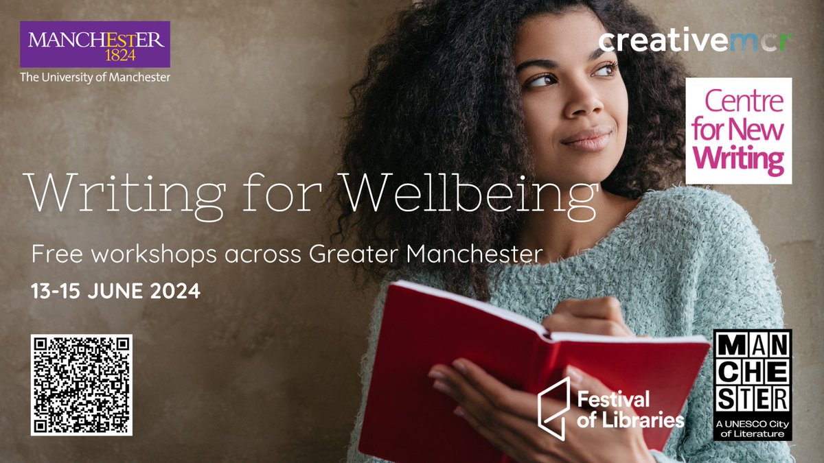 1 month: ✍️ Writing for Wellbeing workshop with Tessa Harris at @BuryLibraries 

🗓️15 June ⏰11am 📍 Ramsbottom Library 🎟️Free 

Book here: eventbrite.co.uk/e/writing-for-… 

@mcrcityoflit #festivaloflibraries
