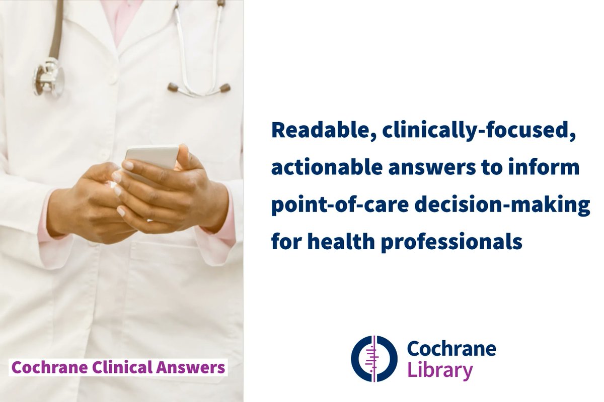 No time to read @CochraneLibrary reviews? Think again! Cochrane Clinical Answers offer bite-size actionable answers to inform point-of-care decision-making for healthcare professionals. >> ow.ly/GF8I50REAgt