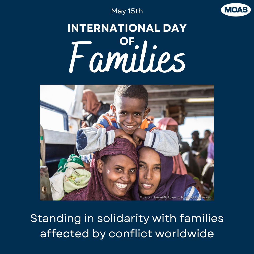 Amidst #conflict, families endure unimaginable hardships. On this #InternationalDayOfFamilies, #MOAS reaffirms its commitment to stand with them. We provide vital aid and offer lifelines for #families in need. Let's provide the desperately needed support and #solidarity.