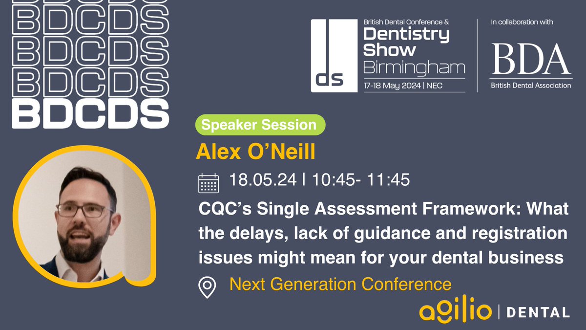 🎤 Check out the three incredible speakers we have lined up for you at the #BDCDS 

There's still time to register: ow.ly/CKQZ50RFXIq

👀 And don't forget to stop by stand J45 for an exciting new product launch! 

#AgilioDental #iLearnMentor #BirminghamDentistryShow