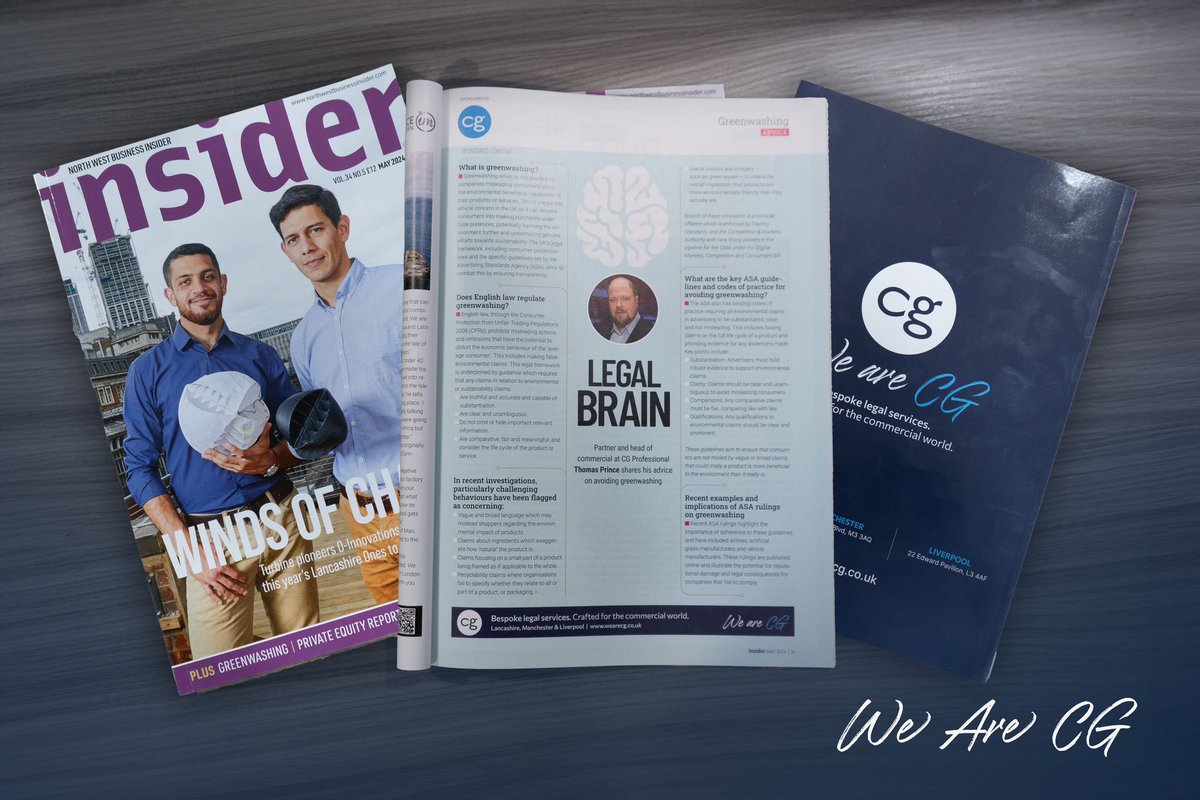 The latest edition of <a href="/insidernwest/">Insider</a> has just landed featuring the latest edition of the ‘ones to watch’. 

You can also read up on the latest #LegalBrain from our very own Thomas Prince discussing #Greenwashing. 

#WeAreCG