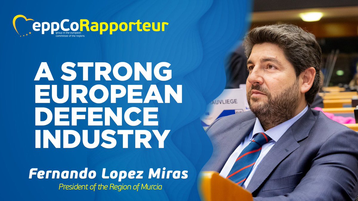 Congrats to @LopezMirasF who has been appointed by the @EU_CoR #ECON commission as rapporteur. This opinion aims to strengthen the EU’s defence readiness by fostering cooperation, supporting intra #EU defence trade and cooperation with industry.