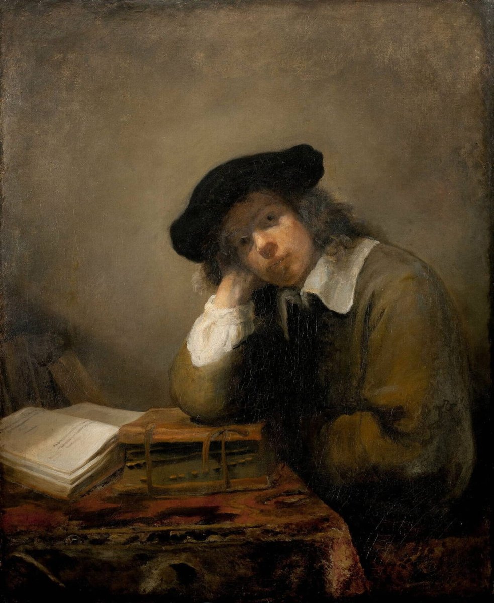 Attribution News! «A Young Student at his Desk » 1642-43 at the @NatMus_SWE - has been attributed to #Dutch artist Carel Fabritius. Dr. Carina Fryklund working with painting conservator Lena Dahlén recently published their findings in the Art Bulletin of the Nationalmuseum.