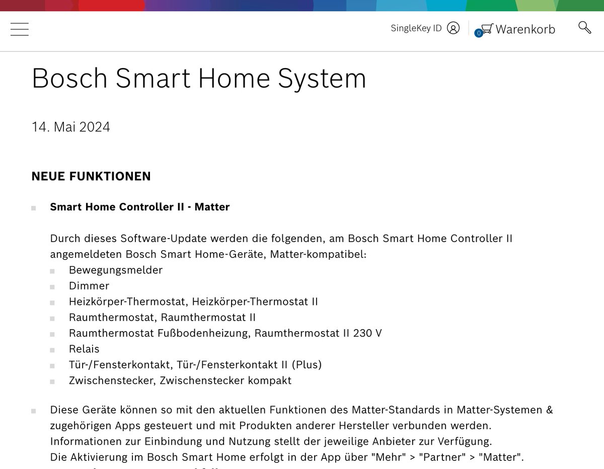 Das #Matter-Update für den Smarthome-Controller der 2. Generation von <a href="/BoschSmartHome/">Bosch Smart Home</a> ist da.