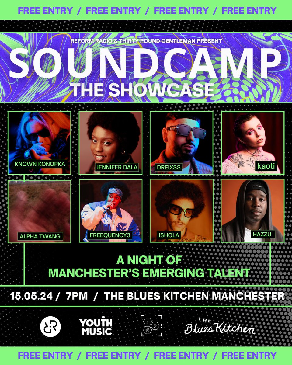 Check out who's hosting our Soundcamp Showcase tonight😏 @dj_roesh, presenter of @IntroducingMcr, is submerged in supporting upcoming talent - tonight is no exception👏 Grab your free ticket now👉 shorturl.at/ehO58 Funded by @youthmusic, in partnership w/ @thirtypoundgent