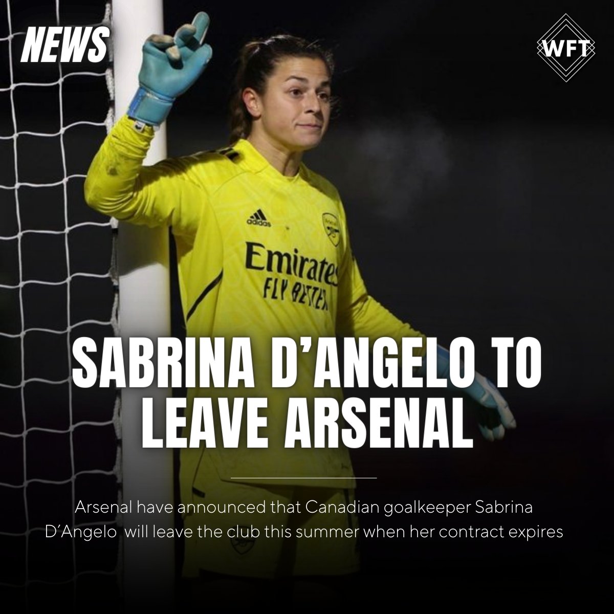 Arsenal have announced that Canadian goalkeeper Sabrina D'Angelo will leave the club this summer when her contract expires. #AWFC #BarclaysWSL