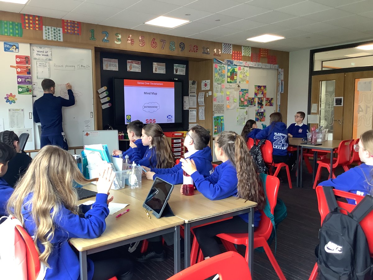 Sense Over Sectarianism (SOS) have visited primary 7 today to teach them about sectarianism. #learningtogether
