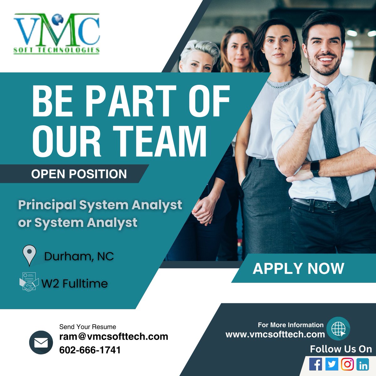 VMC Soft Technologies is looking for System Analyst in Durham, NC Title: System Analyst Location: Durham, NC Contract: W2 Fulltime For more details: ram@vmcsofttech.com/ 602-666-1741 Apply Now At: vmcsofttech.com/careers/ #businessanalysis #businessanalyst #business #agile