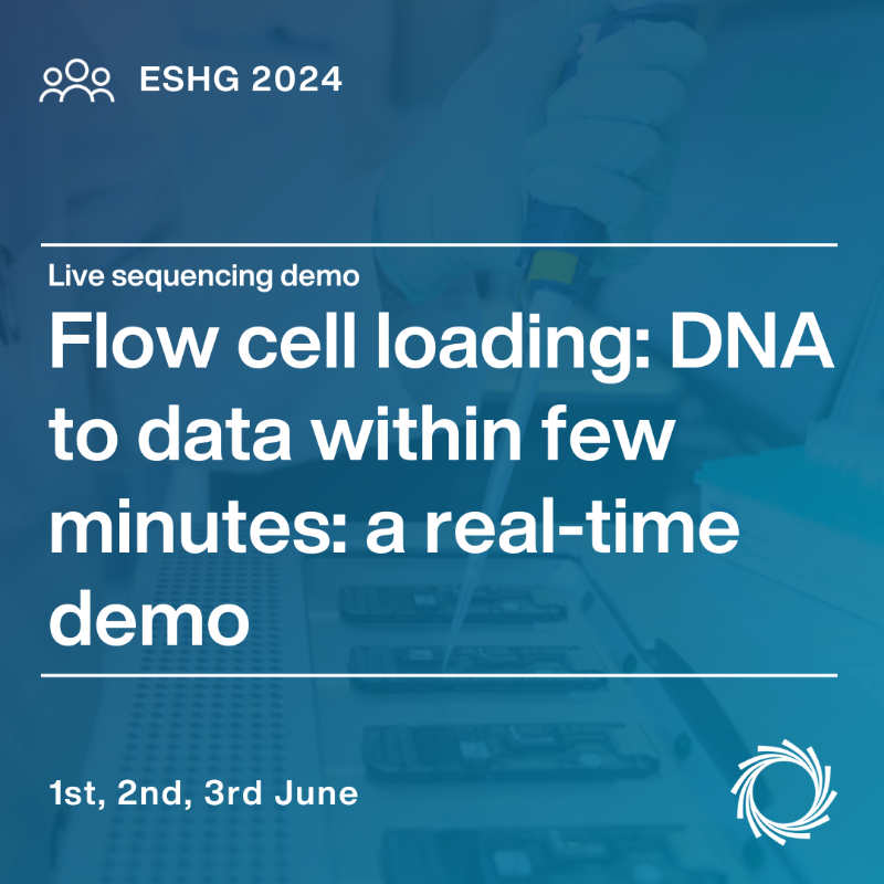 nanopore's tweet photo. Don’t miss our live demos at #ESHG2024

Learn how to load a flow cell, gain insight into a single-cell #nanopore sequencing workflow and explore how EPI2ME enables an analysis of the human genome with just a few clicks.