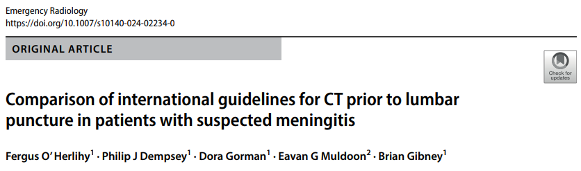 📢New study compares guidelines on CT imaging before lumbar puncture 💉for suspected meningitis. UK/ESCMID guidelines reduce unnecessary scans and still identify patients at risk😟Adopting these could cut delays in diagnosis and treatment, improving patient outcomes👌
#Neurorad