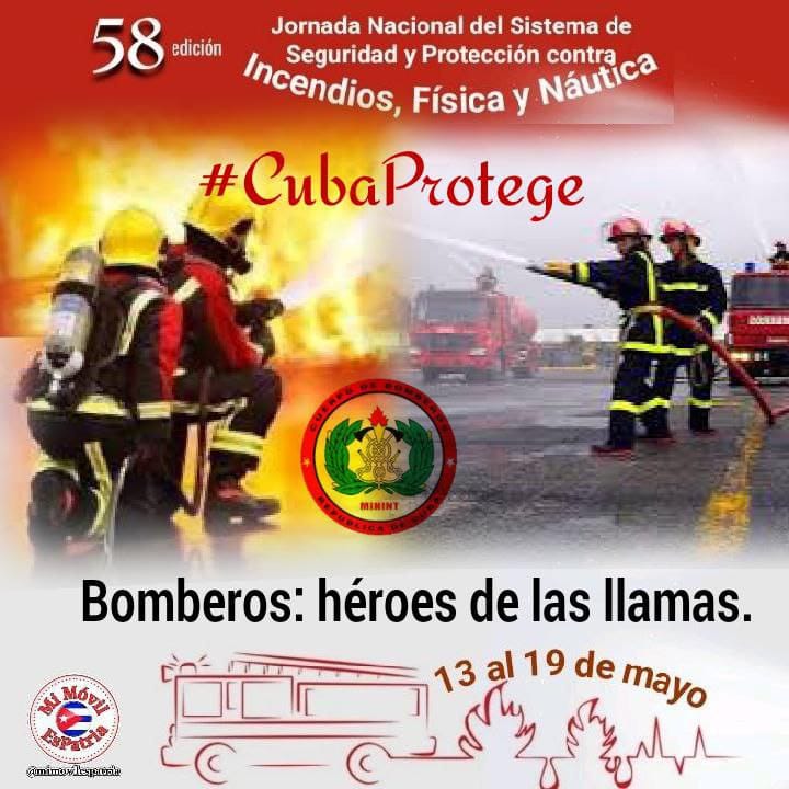 ‼️Entérate‼️ Del 13 al 19 de mayo se está celebrando la 58 Edición de la Jornada Nacional del Sistema de Seguridad y Protección contra 🔥Incendios 🔥, Física y Náutica #CubaProtege 🇨🇺 #UnaHistoriaJuntos