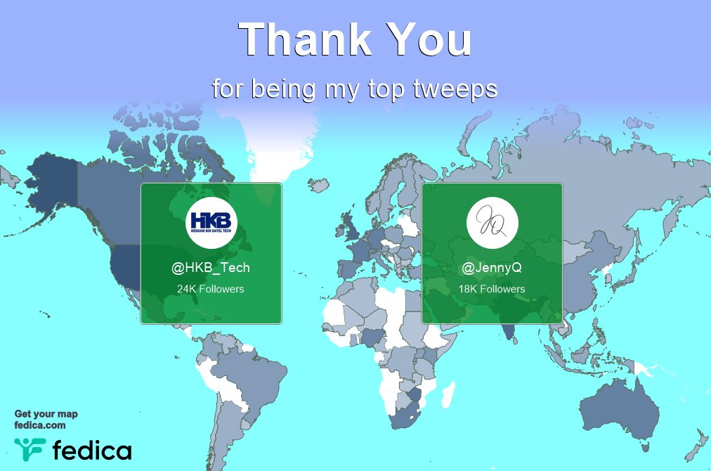 Special thanks to my top new tweeps this week @HKB_Tech, @JennyQ