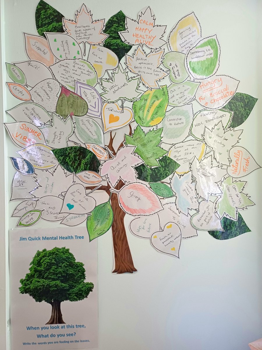 #MentalHealthAwarenessWeek : Our tree has grown & is flourishing with thoughts & feelings of the patients & staff on JQ! This image and a few minutes mindfulness was so powerful in helping us feel love, joy & peace #MentalWellness @MFTnhs @Michaela0895 @vikki_warman @TntTracy73