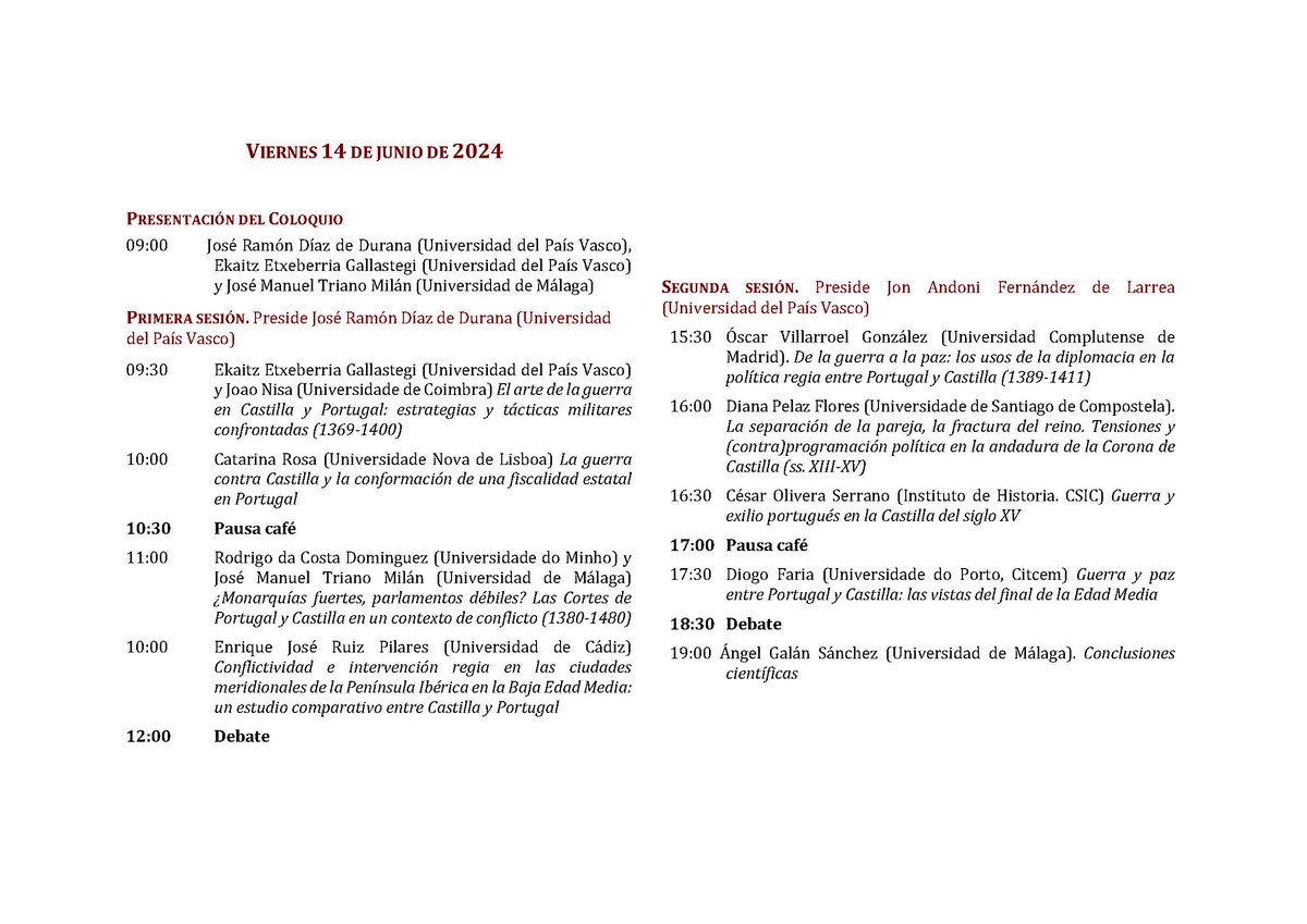 Os anuncio la próxima celebración del II Coloquio sobre la Violencia en las Sociedades Preindustriales. Guerra y conformación estatal en Portugal y Castilla (1369-1480) que tundra lugar en Vitoria (Centro de Investigación Micaela Portilla, EHU) el próximo 14 de junio.