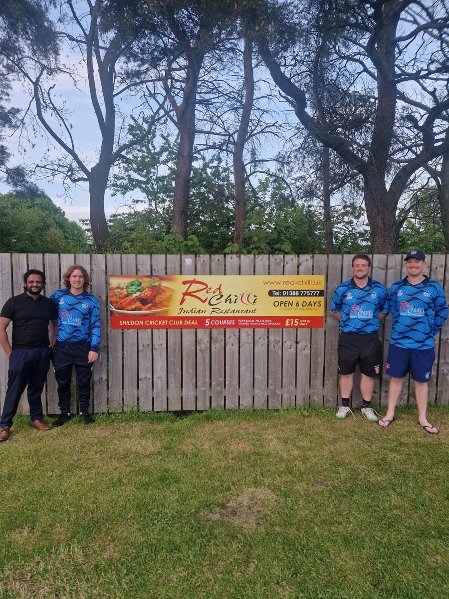 ShildonBRCC's tweet photo. 🚨🚨 NEW CUP KITS 🚨🚨

Massive thank you goes to Mohammed at Red Chilli who has sponsored our brand new coloured cup kits. 

Don’t forget, you can get 5 courses for £15 at Red Chilli when you dine in and quote “Shildon Cricket Club”

#UpTheBR https://t.co/Dryk3azpwz