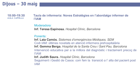 El mateix dijous també tindràs sessions sobre:
🔴Insuficiència cardíaca i insuficiència tricuspidea
🔴Pacient d’alt risc
🔴Ús d’ECMO
🔴Taules d'infermeria
🔴Casos Clínics dels Residents

Programa: catcardiocongres.cat/index.php/prog…