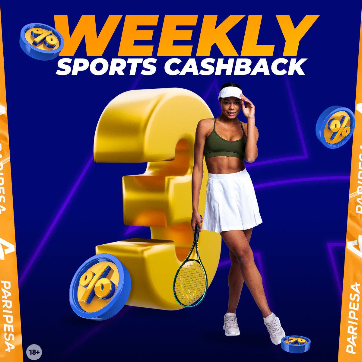 🚨 3% WEEKLY SPORTS CASHBACK 💯 Win even if your bet loses 🔊 A bonus of 3% of your losing bets is awarded every week at 12:00 (GMT) on Tuesday. All terms & conditions: m.paripesa.bet/k7x #weeklycashback