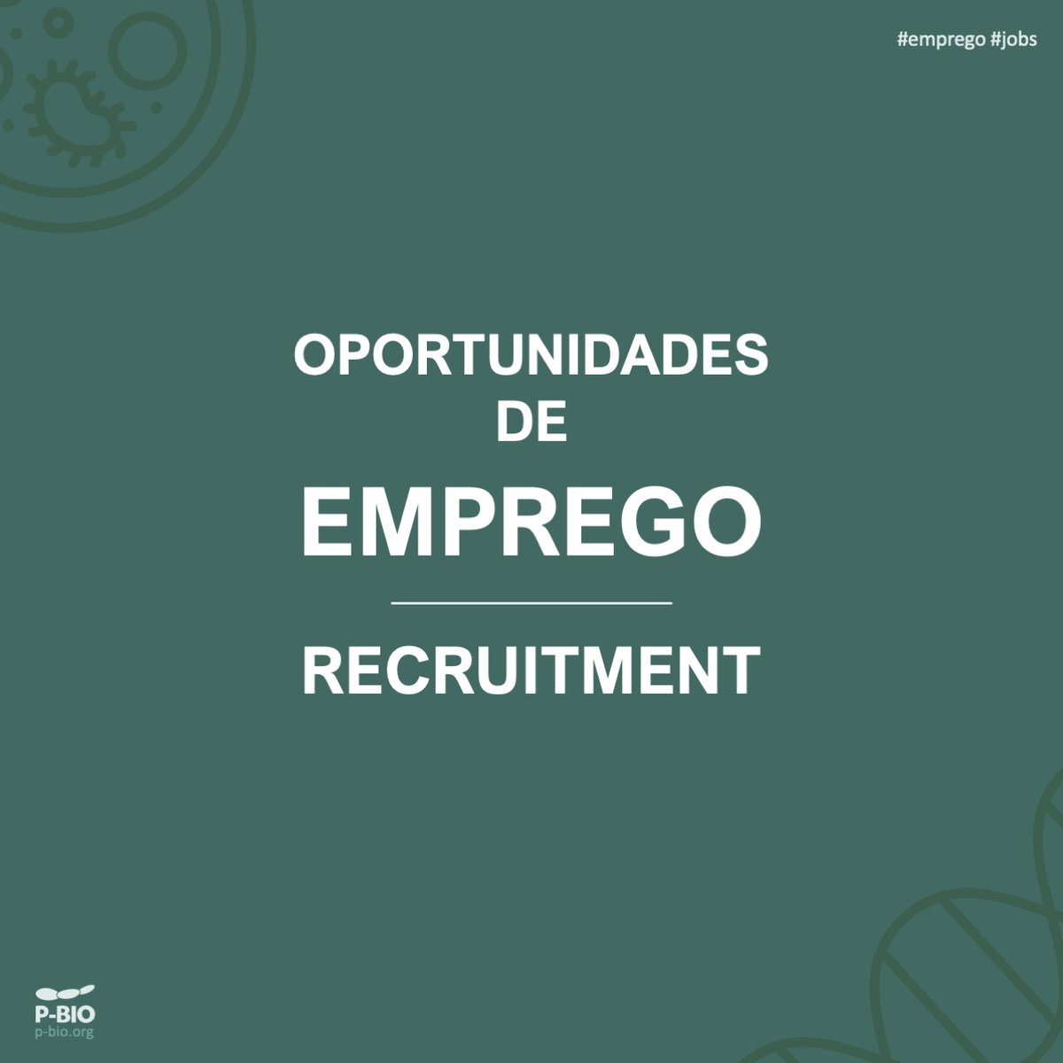 Novas oportunidades de emprego!  Empresas associadas da P-BIO encontram-se a recrutar: 
@Amgen, Crioestaminal, @IGCiencia, ISQ, MicroHarvest, Ophiomics, @pfizer e @sanofi. Visite: p-bio.org/jobs/ #PBIO #Emprego #Jobs #Hiring #Sciencejobs #Biotecnologia #Biotech #Portugal