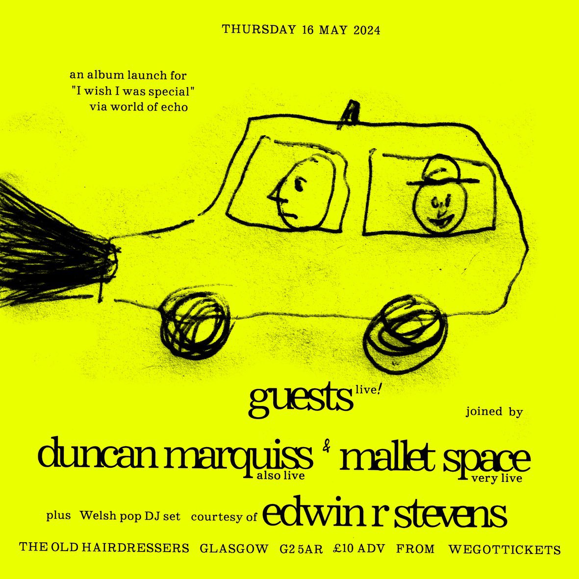 Here’s your arrangement to make - Guests ‘officially’ launch their debut album this Thursday at the Old Hairdressers in Glasgow. Friends Duncan Marquiss, Mallet Space and Edwin R Stevens complete the action packed line up.