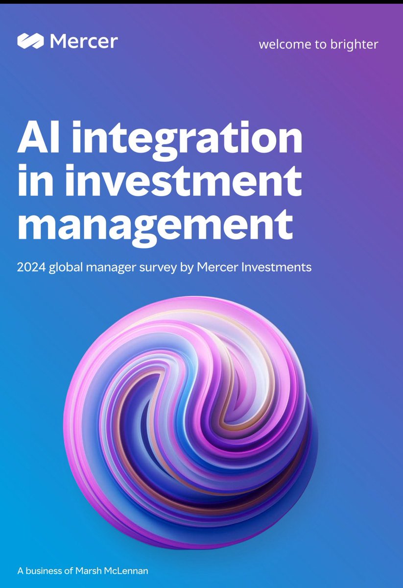 #AI integration in #investment management #Bigdata #ArtificialIntelligence #Assetmanagement #FinTech #Finserv #AIEthics #decisionmaking #GenAI #Regulation #Regtech #ML #NLP #LLMs #GenerativeAI #riskmanagement @Damien_CABADI @RAlexJimenez @bamitav @efipm mercer.com/insights/inves…