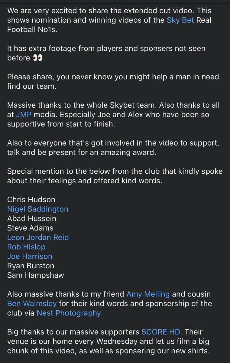 Sands United West Yorkshire (@sufcwestyorks) on Twitter photo Check out the extended cut video here
surl.li/trjan
<a href="/SkyBet/">Sky Bet</a> <a href="/jmp_uk/">JMP</a> <a href="/josephmeredith/">Joe Meredith</a> <a href="/Nest_Photo/">Nest Photography</a> <a href="/5coreHud/">5core HD</a> <a href="/rybu21/">Ryan Burston</a> Check out the extended cut video here
surl.li/trjan
<a href="/SkyBet/">Sky Bet</a> <a href="/jmp_uk/">JMP</a> <a href="/josephmeredith/">Joe Meredith</a> <a href="/Nest_Photo/">Nest Photography</a> <a href="/5coreHud/">5core HD</a> <a href="/rybu21/">Ryan Burston</a>