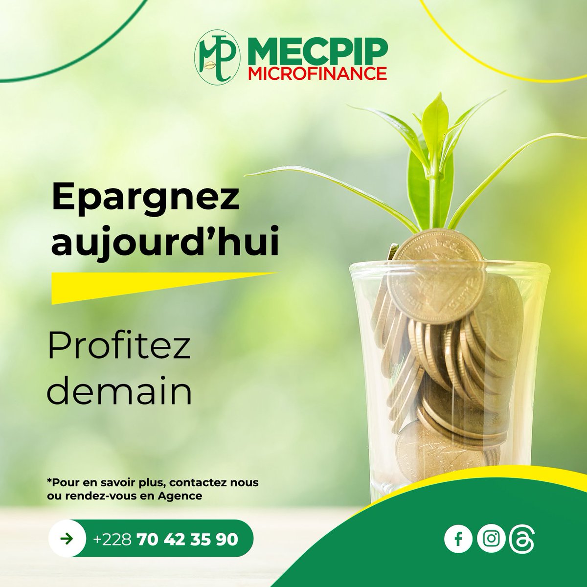 Epargnez à la MECPIP MICROFINANCE pour un avenir plus serein 😀 
 #mecpip #finance #epargne #Microfinance