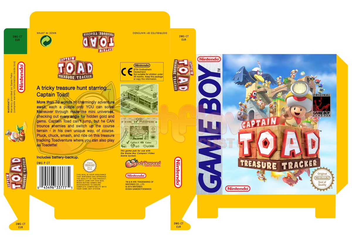 Since there's a new mock-up demake of #CaptainToad by @GameboyDemakes, here's a mock-up box to go along with!