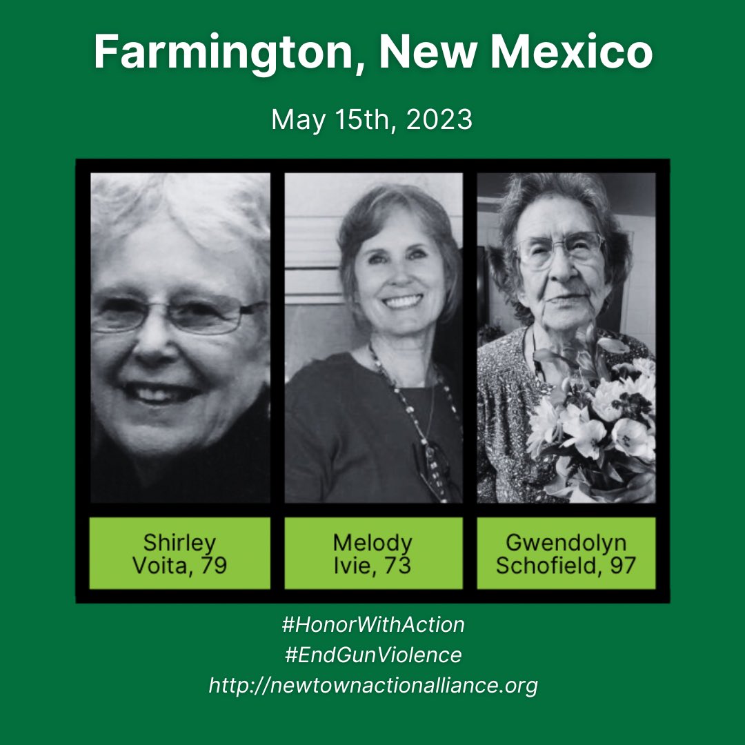 It’s been one year since an 18-year-old armed with an AR-15 killed three people and injured six more in Farmington, New Mexico.

Honor them with action by calling your members of Congress at (202) 224-3121 to pass an #AssaultWeaponsBan.

#EndGunViolence #BanAssaultWeapons