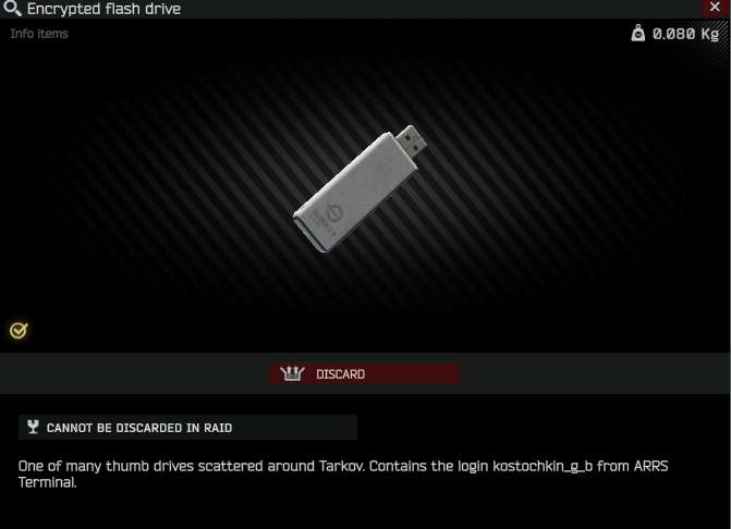 #EscapefromTarkov Task is from Skier.
Find flash drive anywhere you get a normal one.