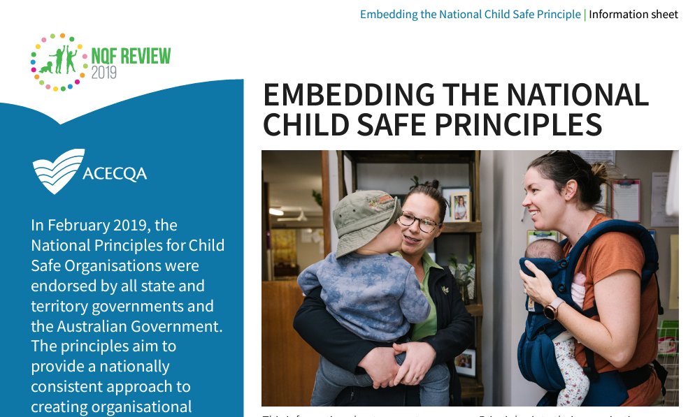 Changes to the NQF were from 1 October 2023. ACECQA published new resources and the Guide to the NQF was also updated. Read about embedding the National Child Safe Principles: bit.ly/477xDa5