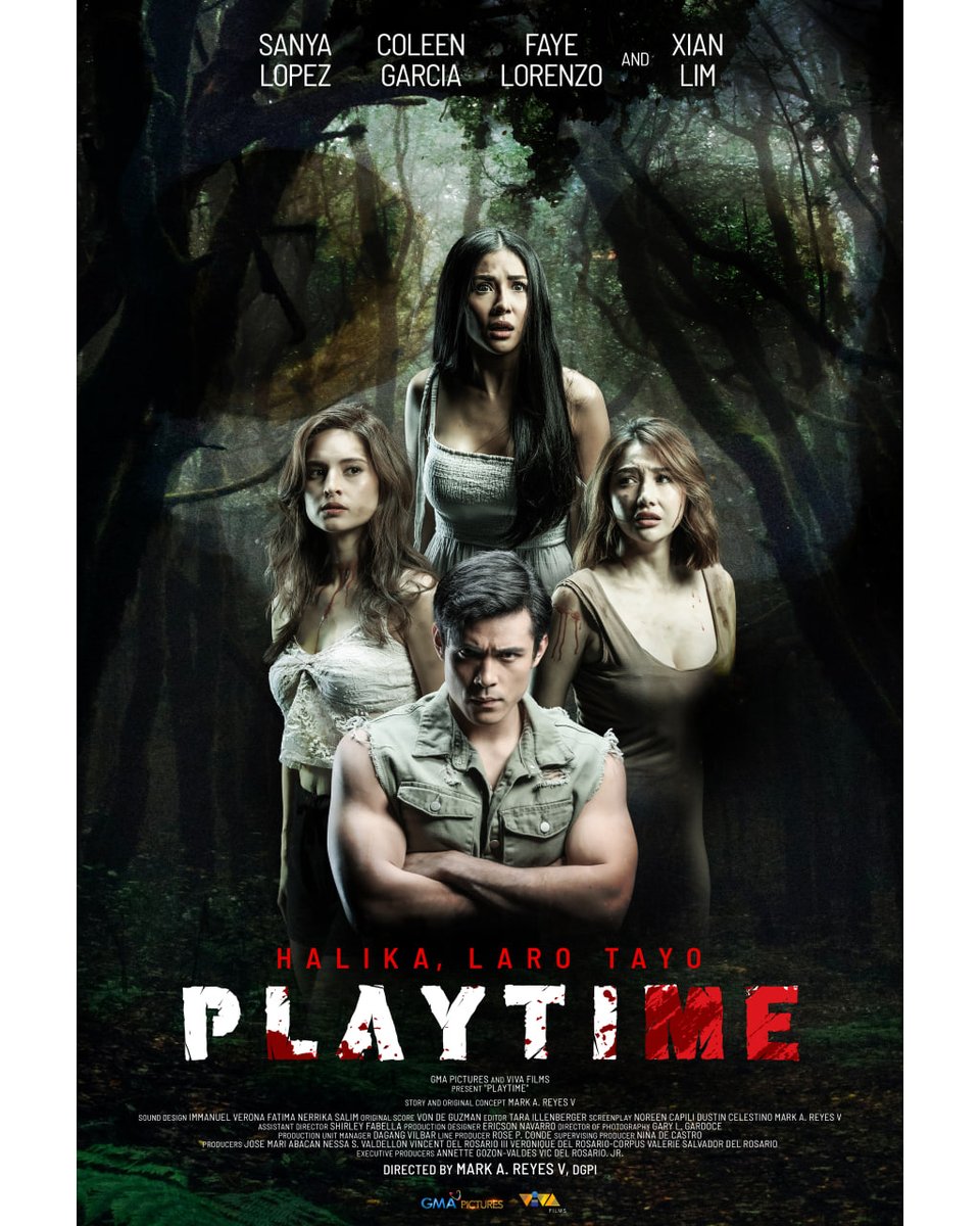 JUST IN: Official poster for new sexy suspense thriller #PlaytimeTheMovie, starring Sanya Lopez, Coleen Garcia, Faye Lorenzo, and Xian Lim. Story and direction by Mark A. Reyes V, DGPI. Coming soon in PH theaters from GMA Pictures and VIVA Films. @GMAPictures @VIVA_Films