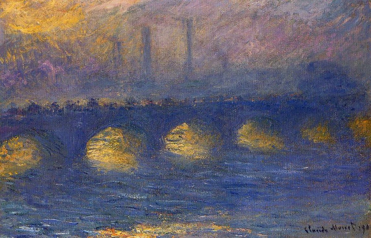 Waterloo Bridge, Overcast Weather, 1904 linktr.ee/monet_artbot