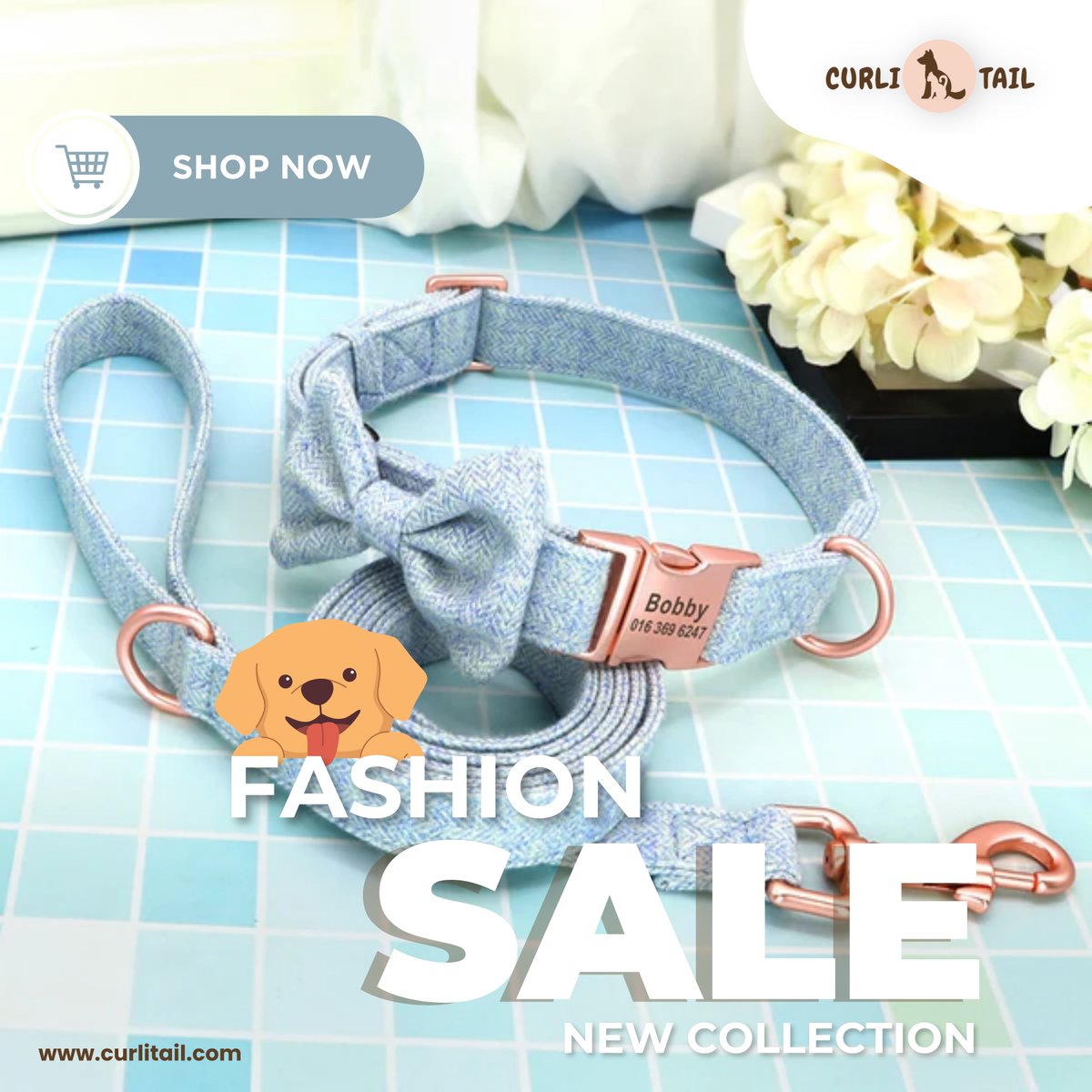 ✨ Elevate your pup's style with our Classy Blue Bow and Leash Set! Make your furry friend the epitome of elegance with our personalized collar and leash combo, featuring a sophisticated blue bow design.
 curlitail.com/collections/ne…
 #PetAccessories #DogFashion #PersonalizedPets