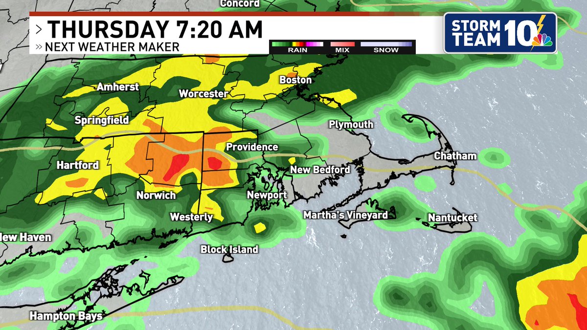 NOW vs. TONIGHT ➡️ TOMORROW AM: Dry air over #RI keeps the rain away until isolated showers pick up this afternoon Wettest later tonight and tomorrow before noon For more from Meteorologist @AJ_Mast_WX: turnto10.com/weather/weathe… @NBC10