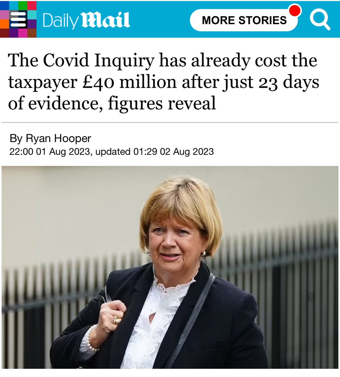 Interesting, A year ago it was announced the #CovidInquiry had cost £40 Million in just 23 days yet a year later government statistics show it’s currently costed £44 million, who’s working the figures , #NadhimZahawi?? 

dailymail.co.uk/news/article-1… via @MailOnline