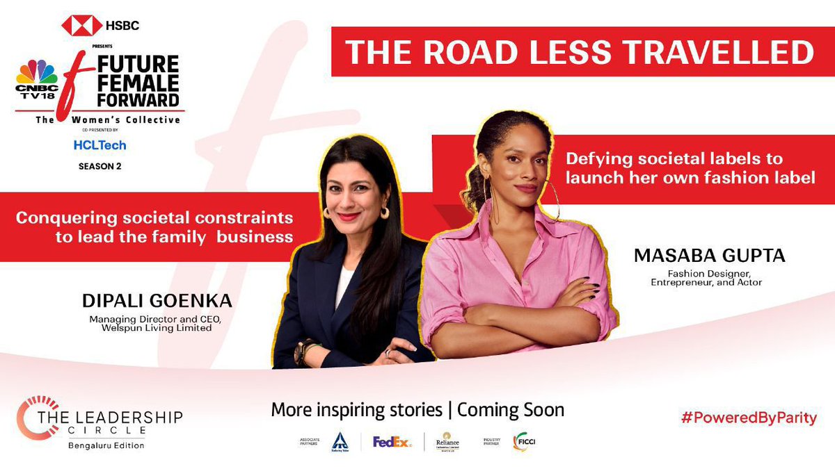 Redefining what it means to be a woman in business, they are transforming dreams into reality and breaking conventional roles!

@HSBC_IN @hcltech @ITCCorpCom @FedExIndia @ficci_india #FutureFemaleForward #Season2 #FutureisHERs #FFFSeason2  #CNBCTV18 #GenderParity #PoweredByParity