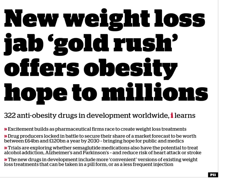 I find this fucking appalling. Instead of promoting healthy diets and exercise, they will brainwash millions of 'useless eaters' to take these abominations, and I think we know what will soon follow. They even managed to squeeze that magic year in as well 🙄