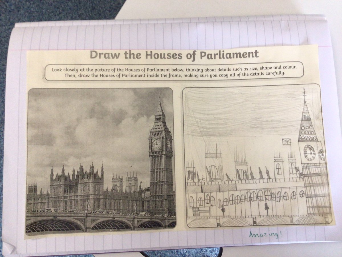 A fantastic drawing of the Houses of Parliament by Teddy in Year 2F.