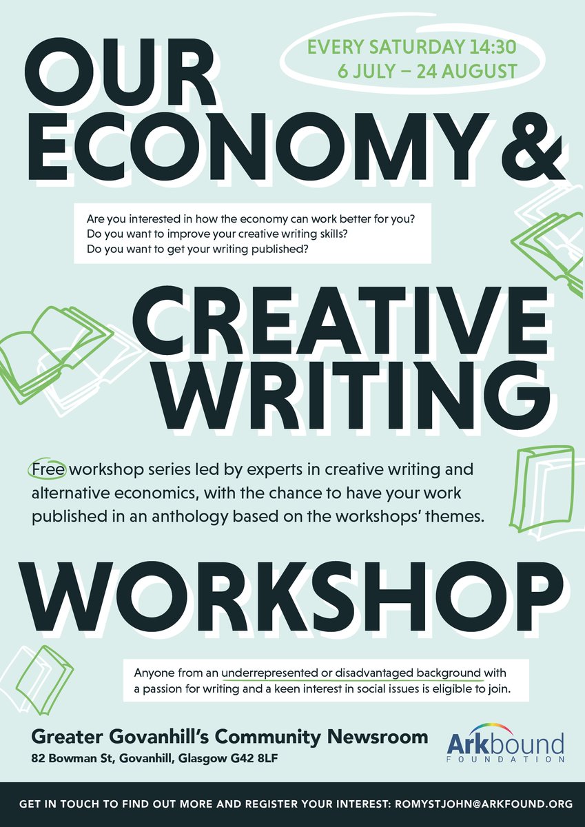 Hello Glasgow! We're running a FREE workshop series this summer exploring alternative ideas about the economy and developing creative writing skills! We have 10 spaces available to people from underrepresented or disadvantaged backgrounds