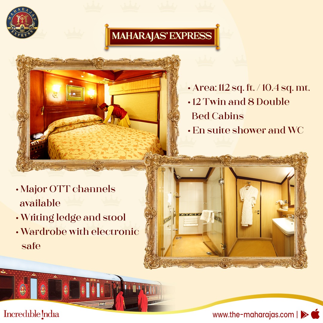 Our regally decorated Deluxe Cabins are equipped to ensure a most splendid stay during your journey. 

Click the the-maharajas.com to experience #LuxuryOnboard Maharajas' Express.

#travelindia #incredibleindia #indiatourism #indiatour #LuxuryTrainTravel #touristattraction