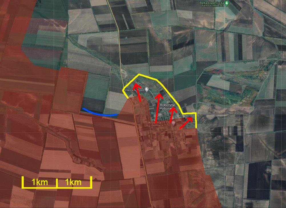 The Russian MOD claimed that Russian forces completely captured the village of Robotyne in the Zaporizhzhia direction. This was the only village captured by Ukrainian forces in the Tokmak direction during their summer 2023 counteroffensive. 

If true, this would put the Ukrainian