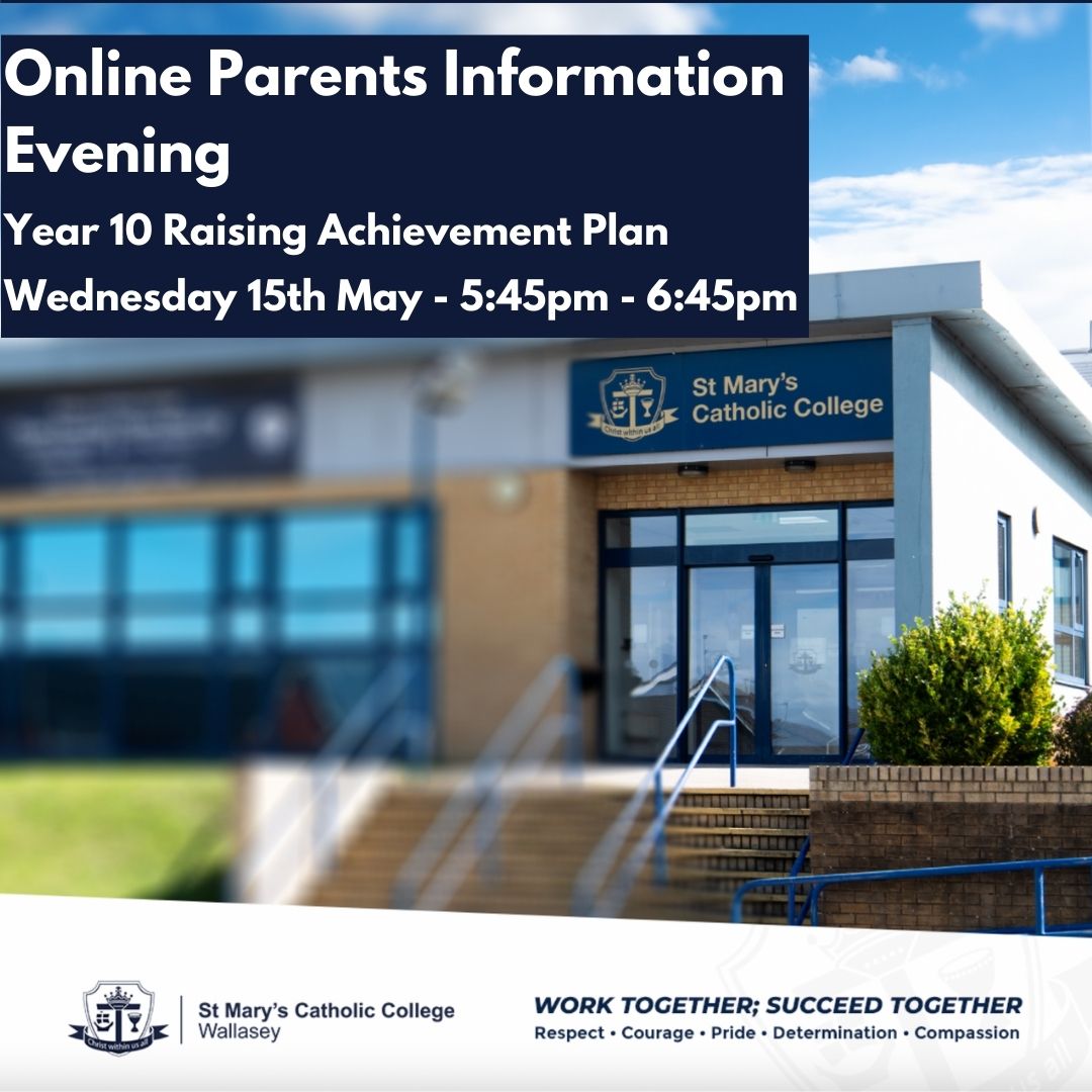 Just a reminder about tonight's online information evening. The Zoom link for this session can be found in the initial communication to all Year 10 parents and carers.