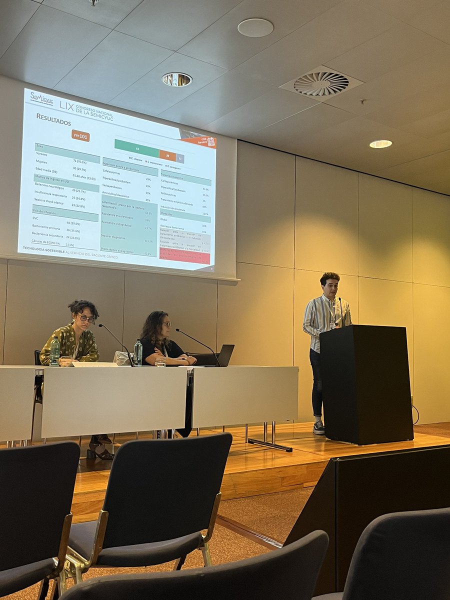 Nuestro R3 @javiancos defendiendo su trabajo sobre infecciones por Enterobacterias cromosómicas inducibles en el LIX Congreso Nacional <a href="/semicyuc/">SEMICYUC</a> 
👏👏👏👏👏