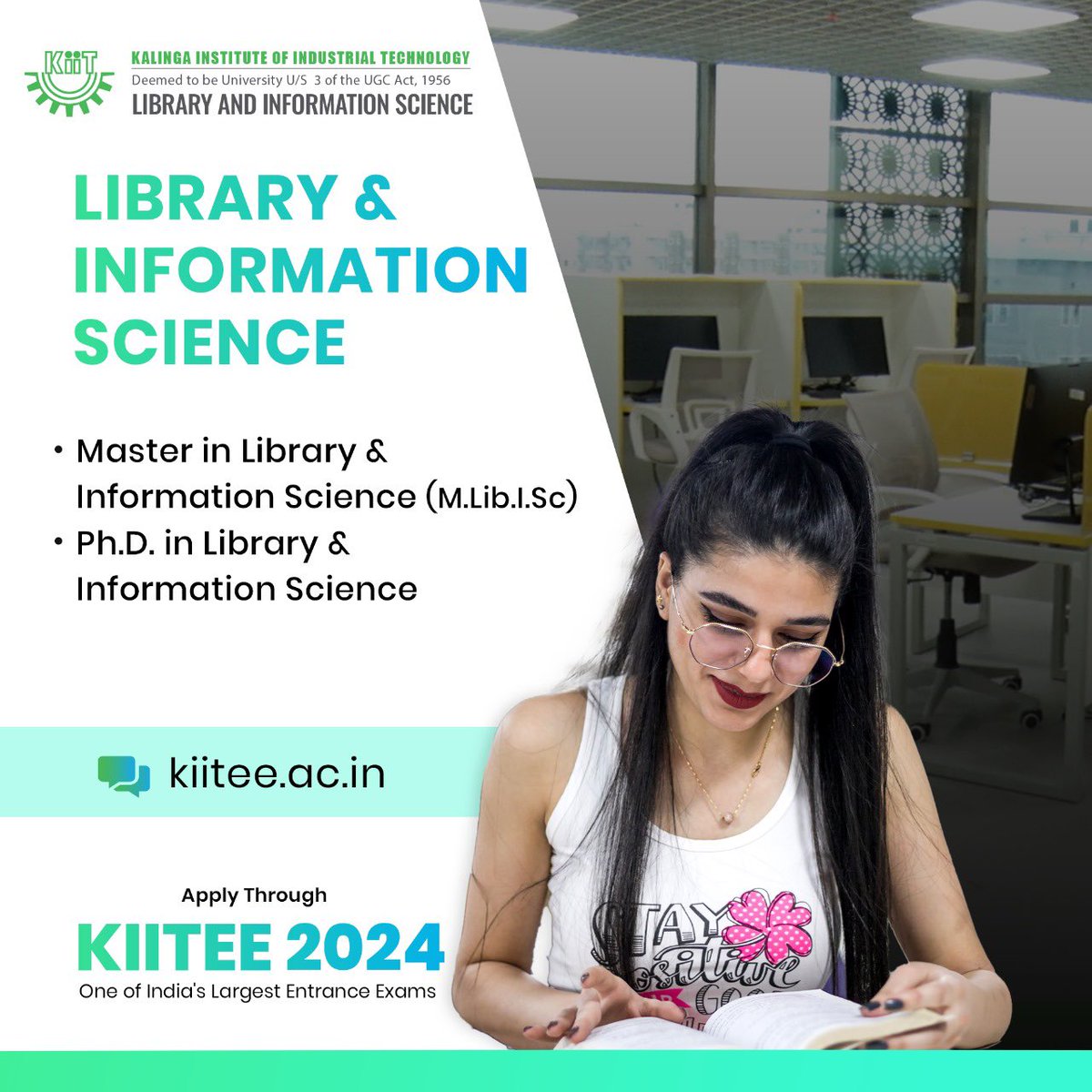 Transform your passion for knowledge into a career in Library & Information Science! Apply Now - kiitee.ac.in . . . #ShapingTomorrow #AcademicExcellence