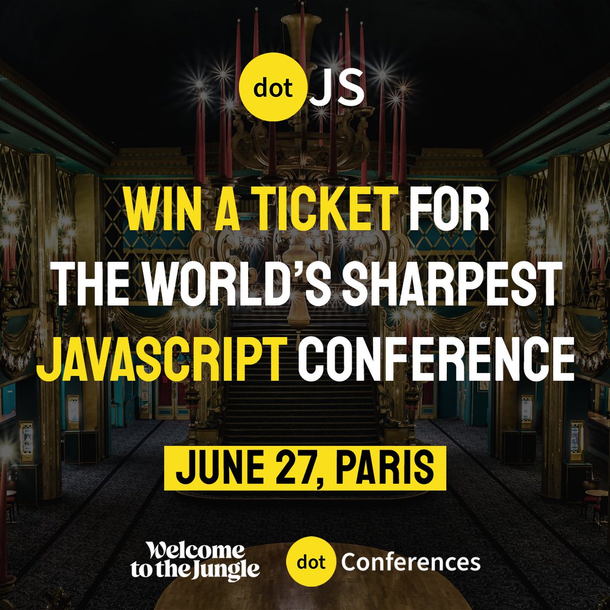 wttj_tech's tweet photo. ✨ Join us at DotJS! ✨

Heading to DotJS on June 27th in Paris and we've got an extra ticket! Want to join us? To participate, reply with the topic you're eager to explore at DotJS. Winner announced next Tuesday, May 21! 🎟️

#DotJS #JavaScript #DevCommunity #TechEvent https://t.co/aHL0bw84vX