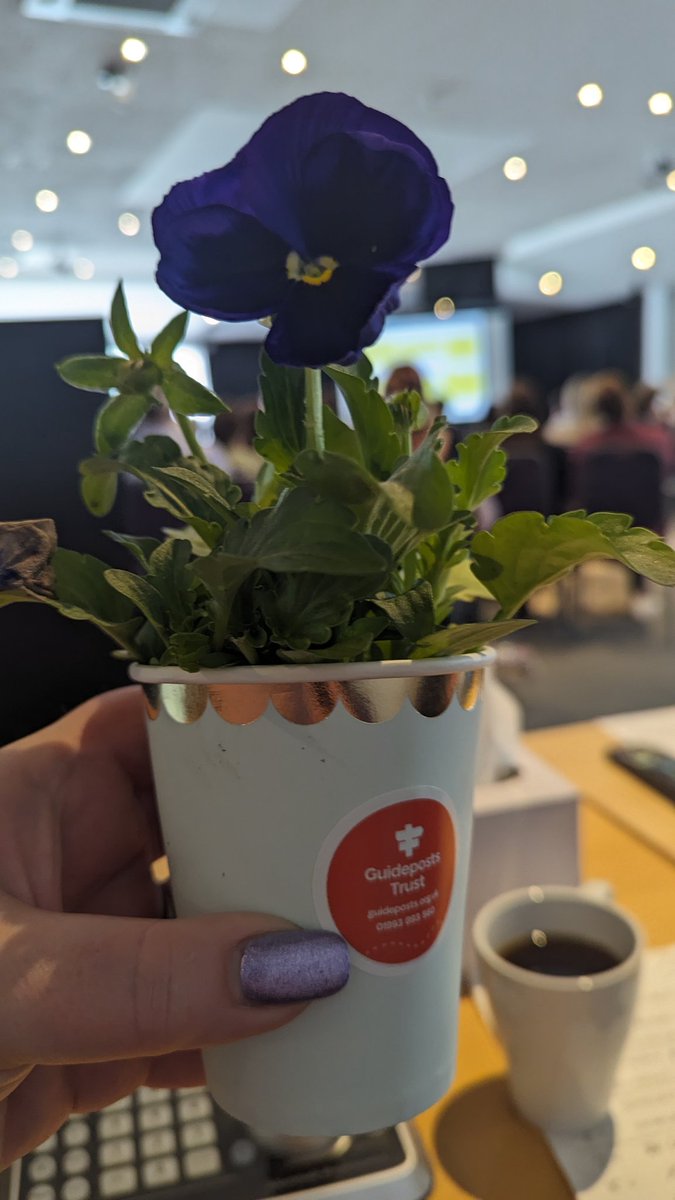 @NHSGlos dementia care event.  Here to speak about #respect & advance care planning.  I have been educated about @GuidepostsUK AND I've got a lovely purple flower to go with my purple nails. @alzheimerssoc @DementiaFriends @DementiaUK  #dementiaswarenessweek.